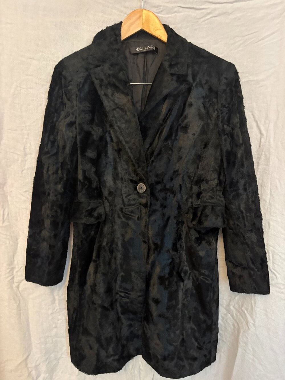 Vintage Black Tahari Crushed Velvet Evening Coat Jacket